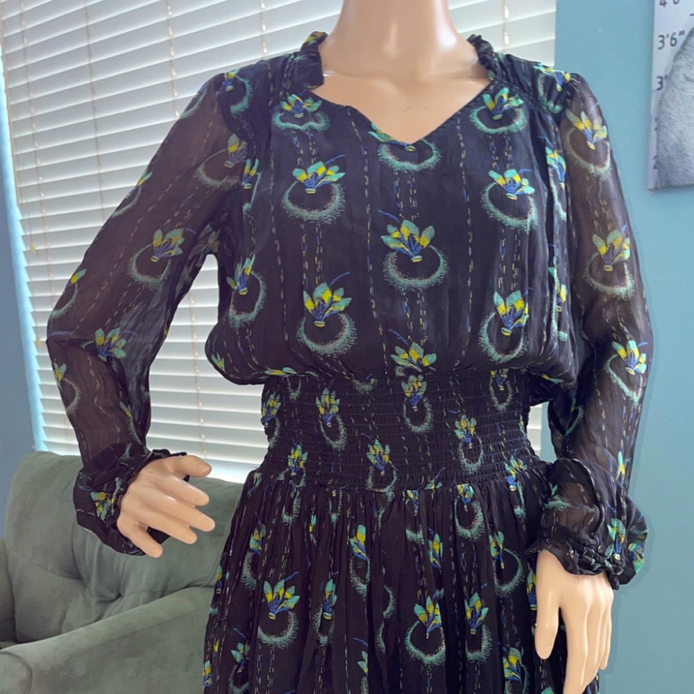 Free People Peacock Print Long Sleeve Tunic Dress